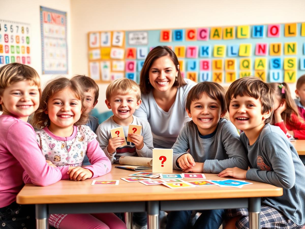 Niños aprendiendo inglés con material didáctico en Insight English Xalapa